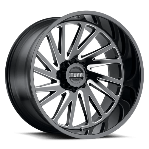 Tuff T2A 20X12 GLOSS BLACK W/ MILLED SPOKES