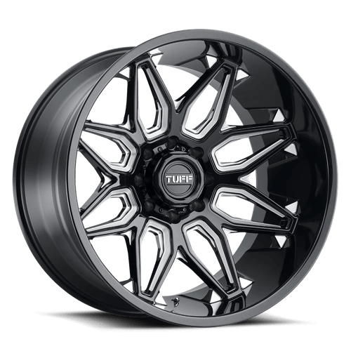 Tuff T3B 22X12 GLOSS BLACK W/ MILLED SPOKES