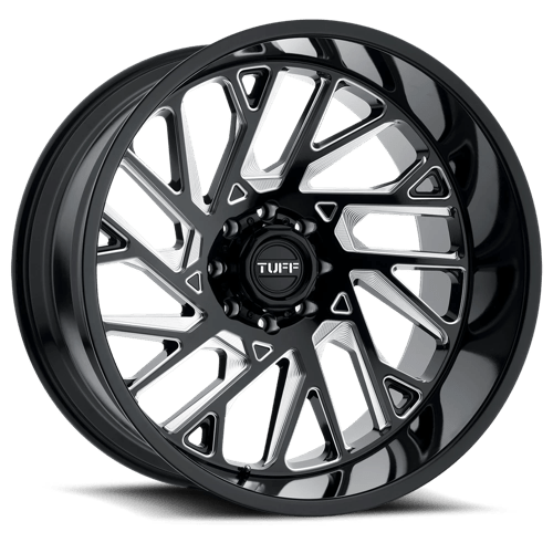Tuff T4B 26X14 GLOSS BLACK W/ MILLED SPOKES