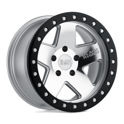Black Rhino Hard Alloys CRAWLER 17X8.5 SILVER W/ MIRROR FACE & BLACK LIP RING