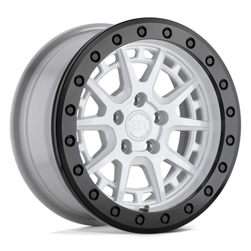 Black Rhino Hard Alloys GRAVEL BEADLOCK 15X7 GLOSS WHITE W/ BLACK RING & BOLTS