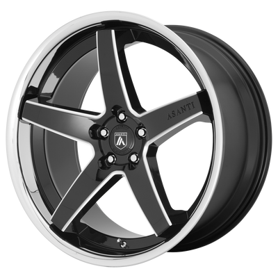 Asanti Black ABL31 REGAL 20X10.5 GLOSS BLACK MILLED W/ CHROME LIP