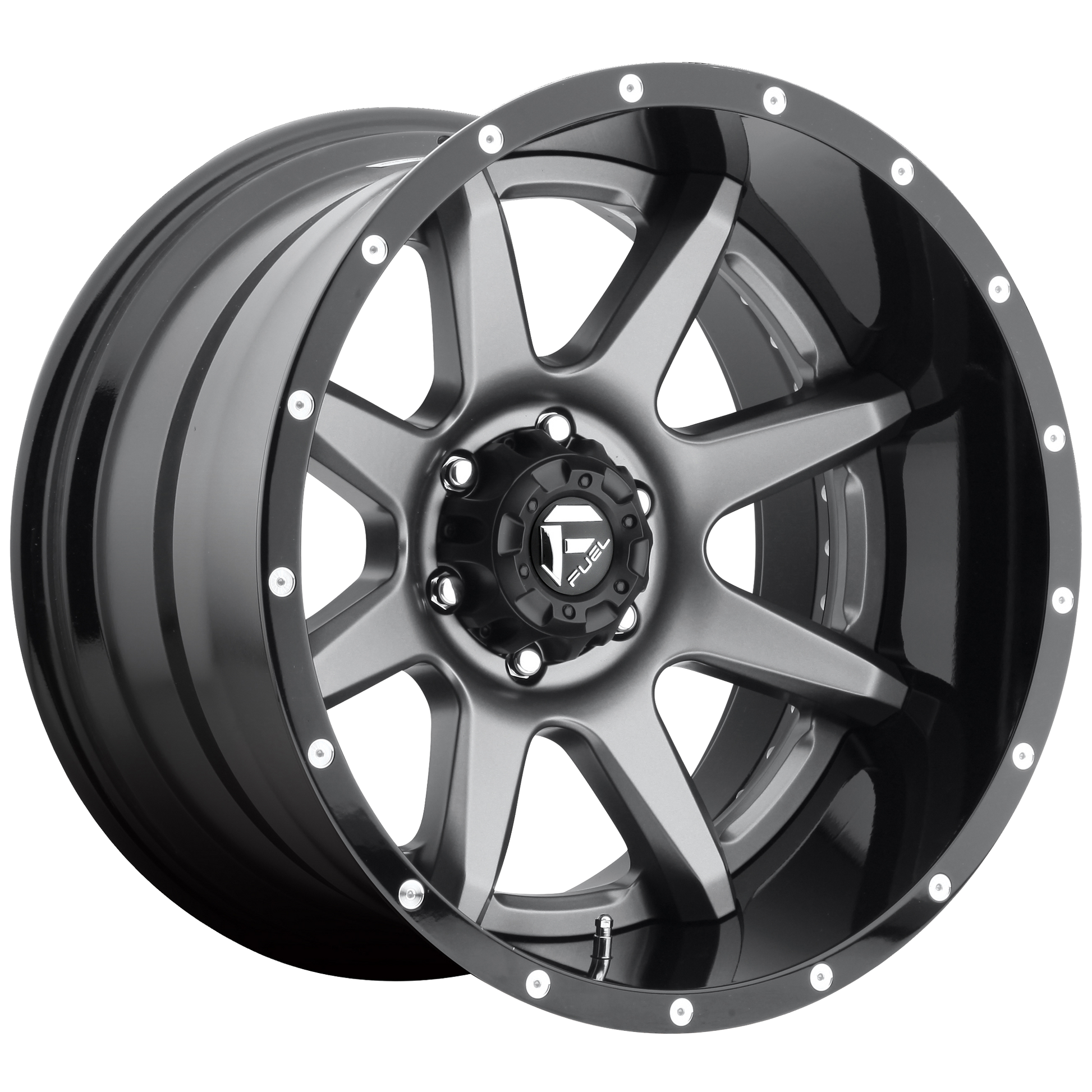 Fuel 1PC D238 RAMPAGE 22X12 MATTE GUN METAL BLACK LIP