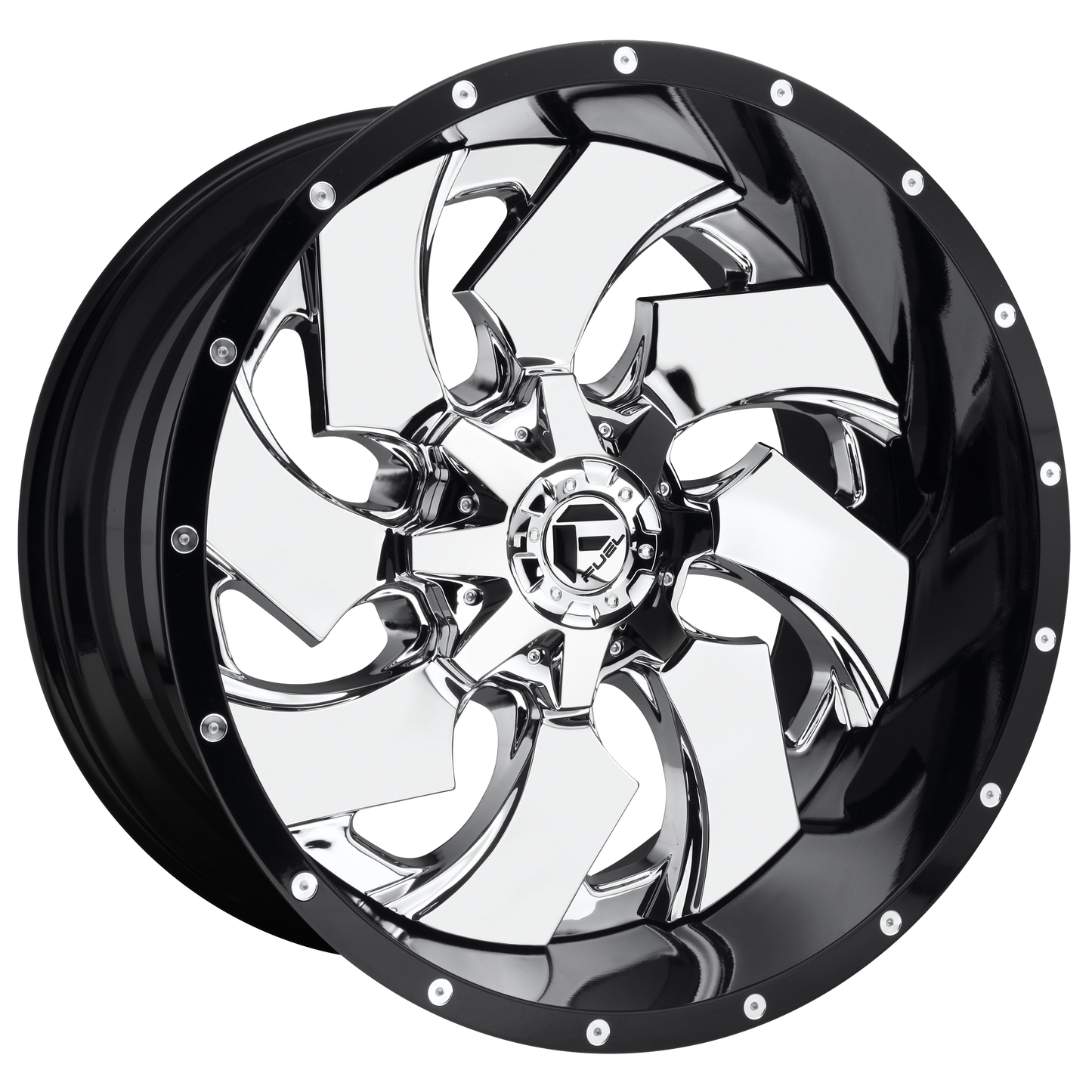 Fuel 1PC D240 CLEAVER 20X12 CHROME PLATED GLOSS BLACK LIP