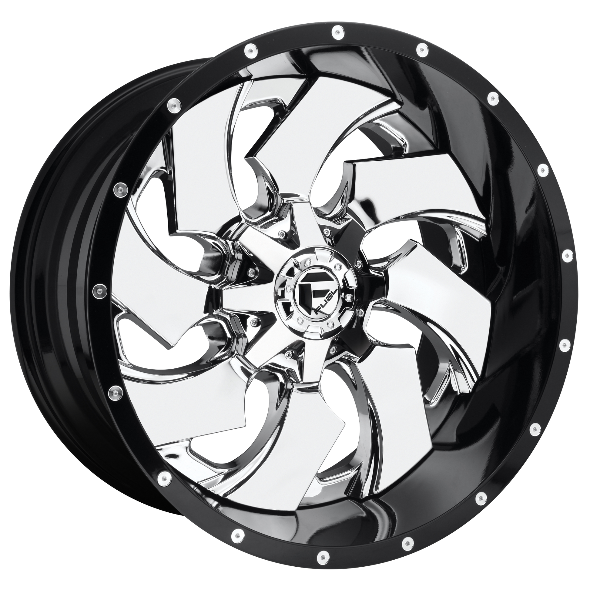 Fuel 1PC D240 CLEAVER 20X12 CHROME PLATED GLOSS BLACK LIP