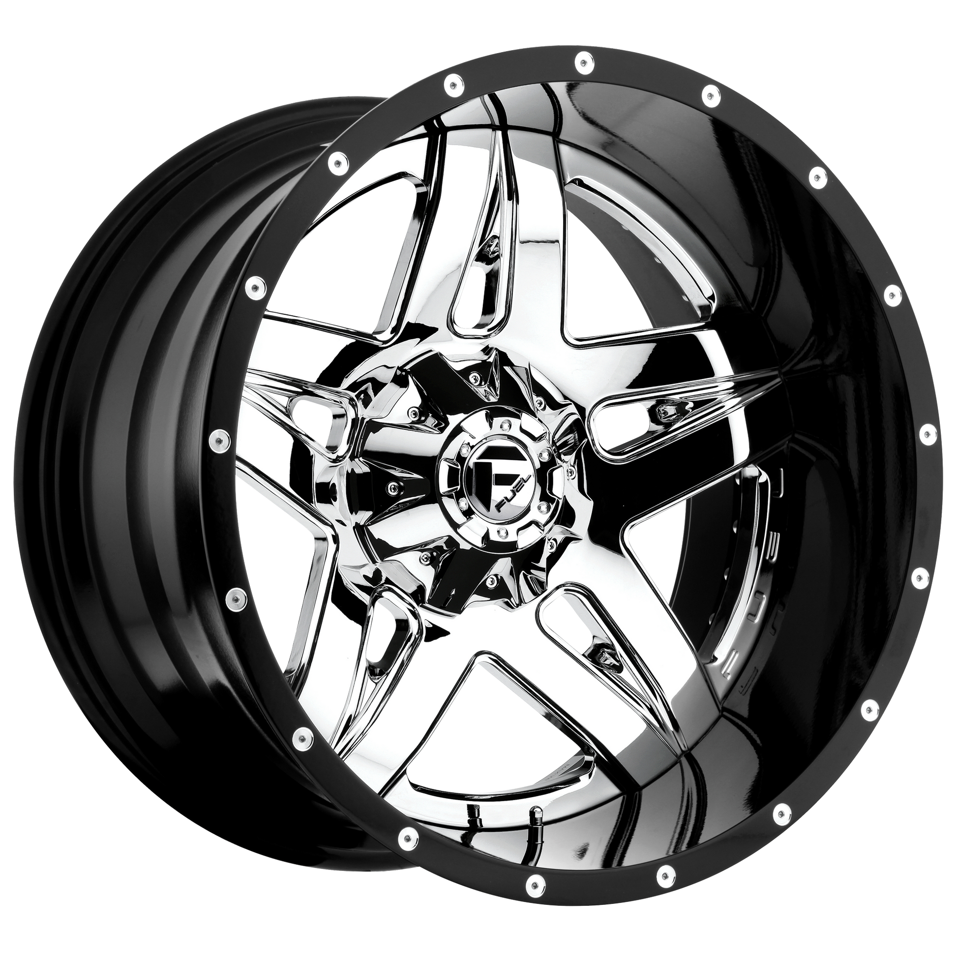 Fuel 1PC D243 FULL BLOWN 22X10 CHROME PLATED GLOSS BLACK LIP