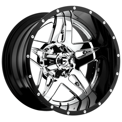 Fuel 1PC D243 FULL BLOWN 22X10 CHROME PLATED GLOSS BLACK LIP