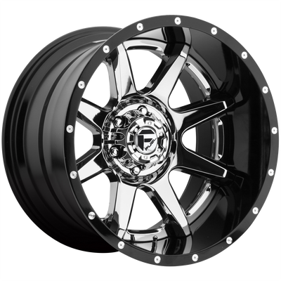 Fuel 1PC D247 RAMPAGE 20X10 CHROME PLATED GLOSS BLACK LIP