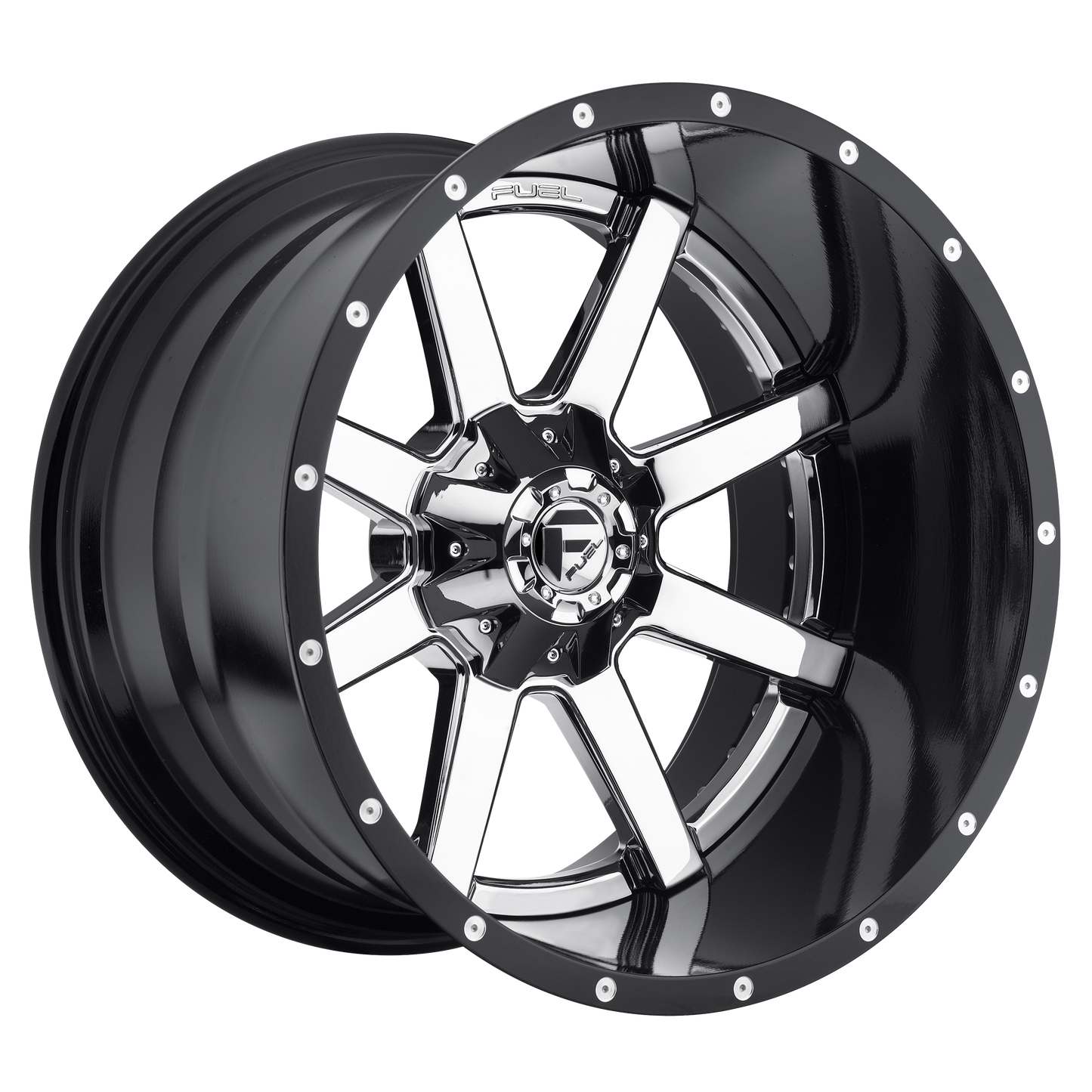 Fuel 1PC D260 MAVERICK 22X8.25 CHROME PLATED GLOSS BLACK LIP