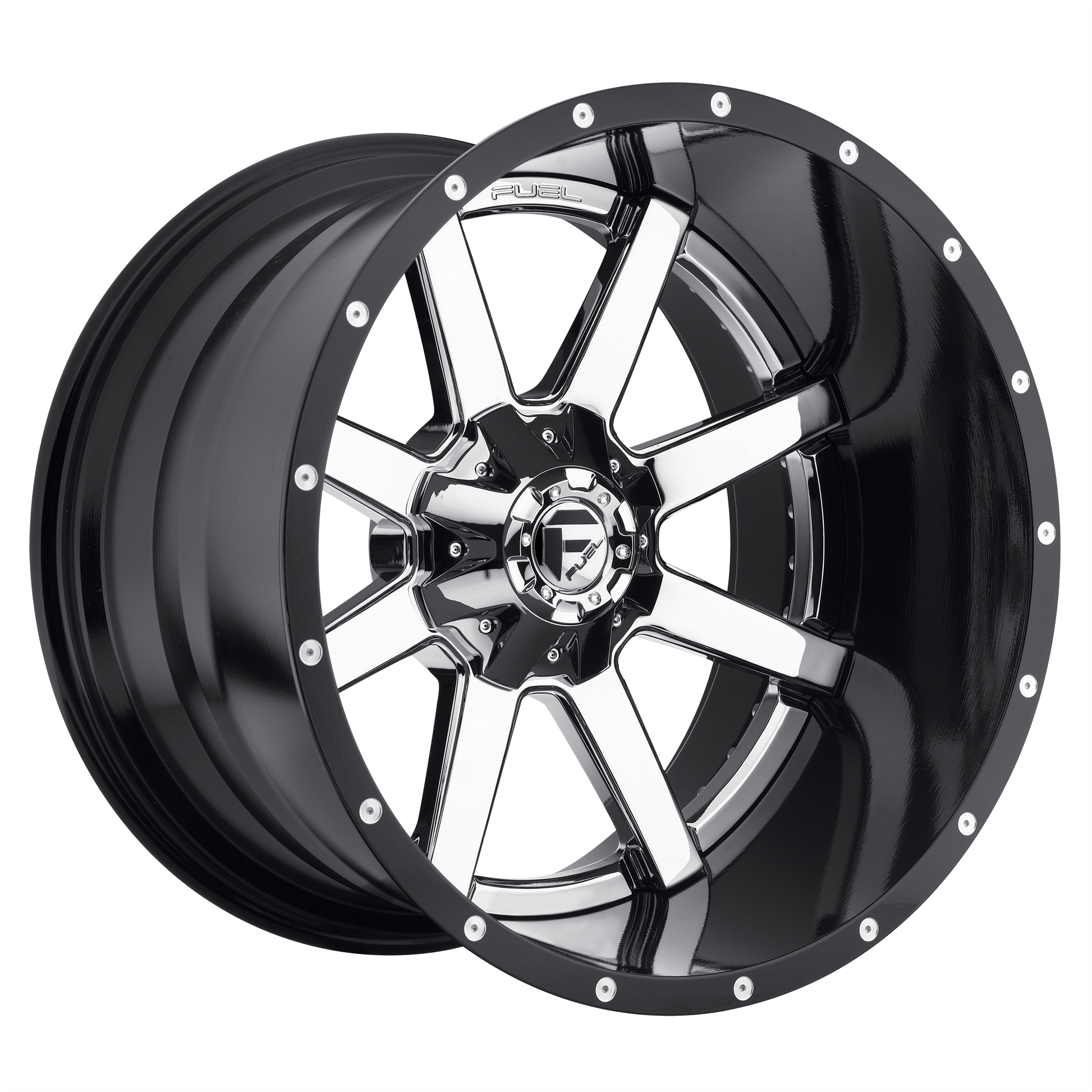 Fuel 1PC D260 MAVERICK 22X8.25 CHROME PLATED GLOSS BLACK LIP