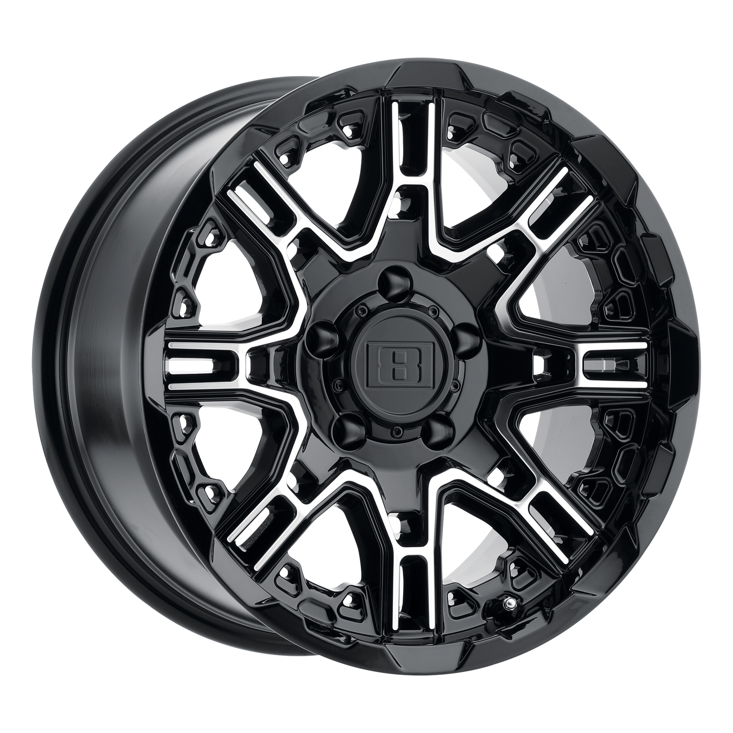 Level 8 SLINGSHOT 22X11.5 GLOSS BLACK W/ MACHINED FACE