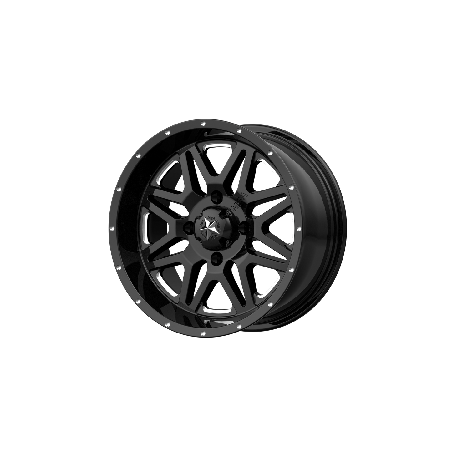 MSA Offroad Wheels M26 VIBE 14X7 GLOSS BLACK MILLED