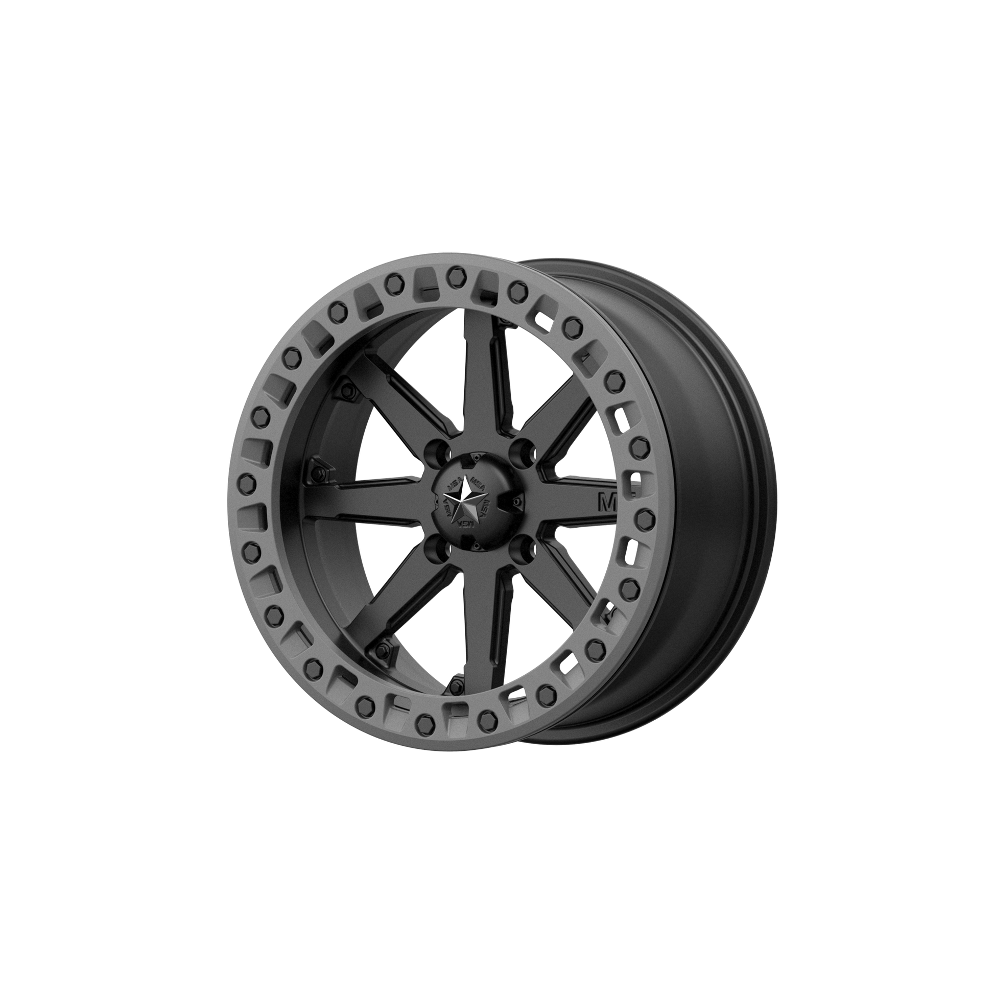 MSA Offroad Wheels M31 LOK2 BEADLOCK 14X10 SATIN BLACK W/ MATTE GRAY RING