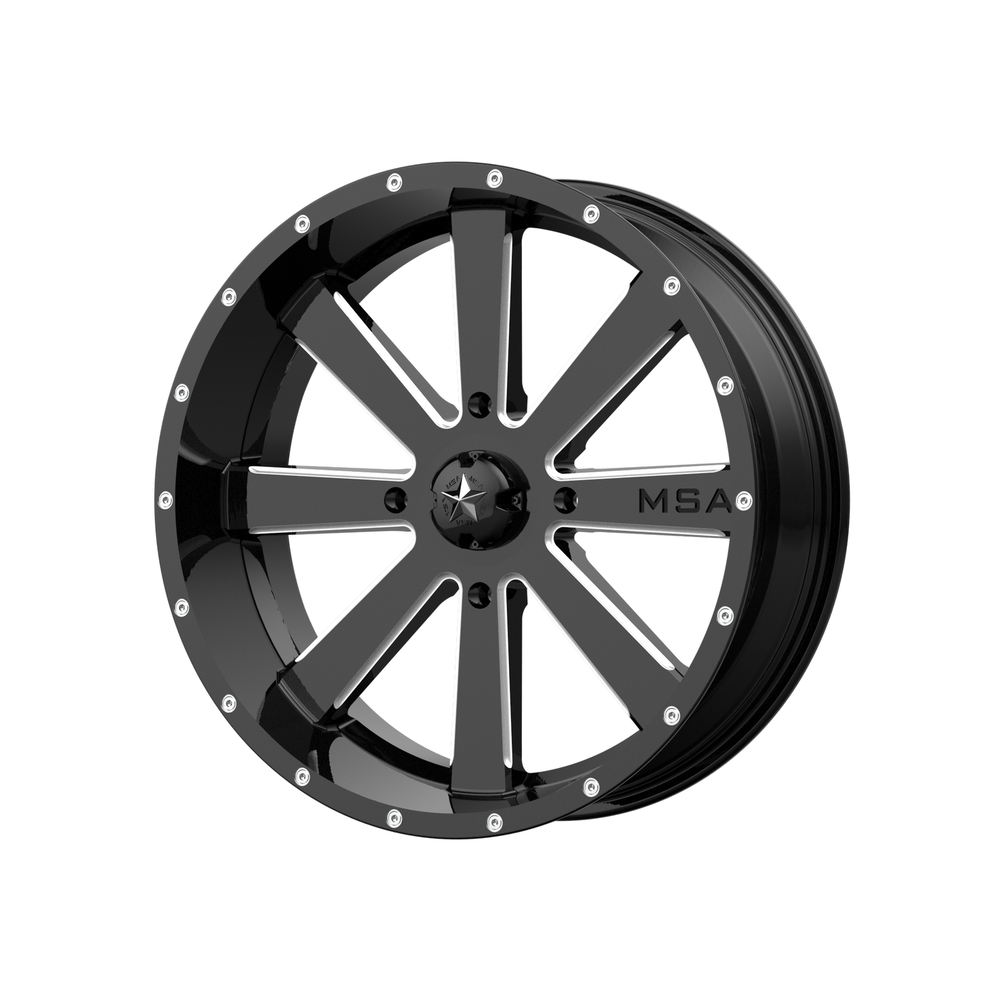 MSA Offroad Wheels M34 FLASH 20X7 GLOSS BLACK MILLED