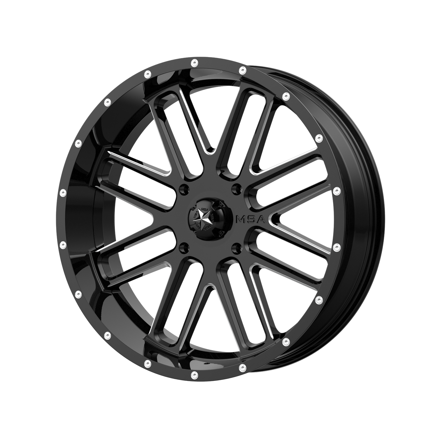 MSA Offroad Wheels M35 BANDIT 20X7 GLOSS BLACK MILLED
