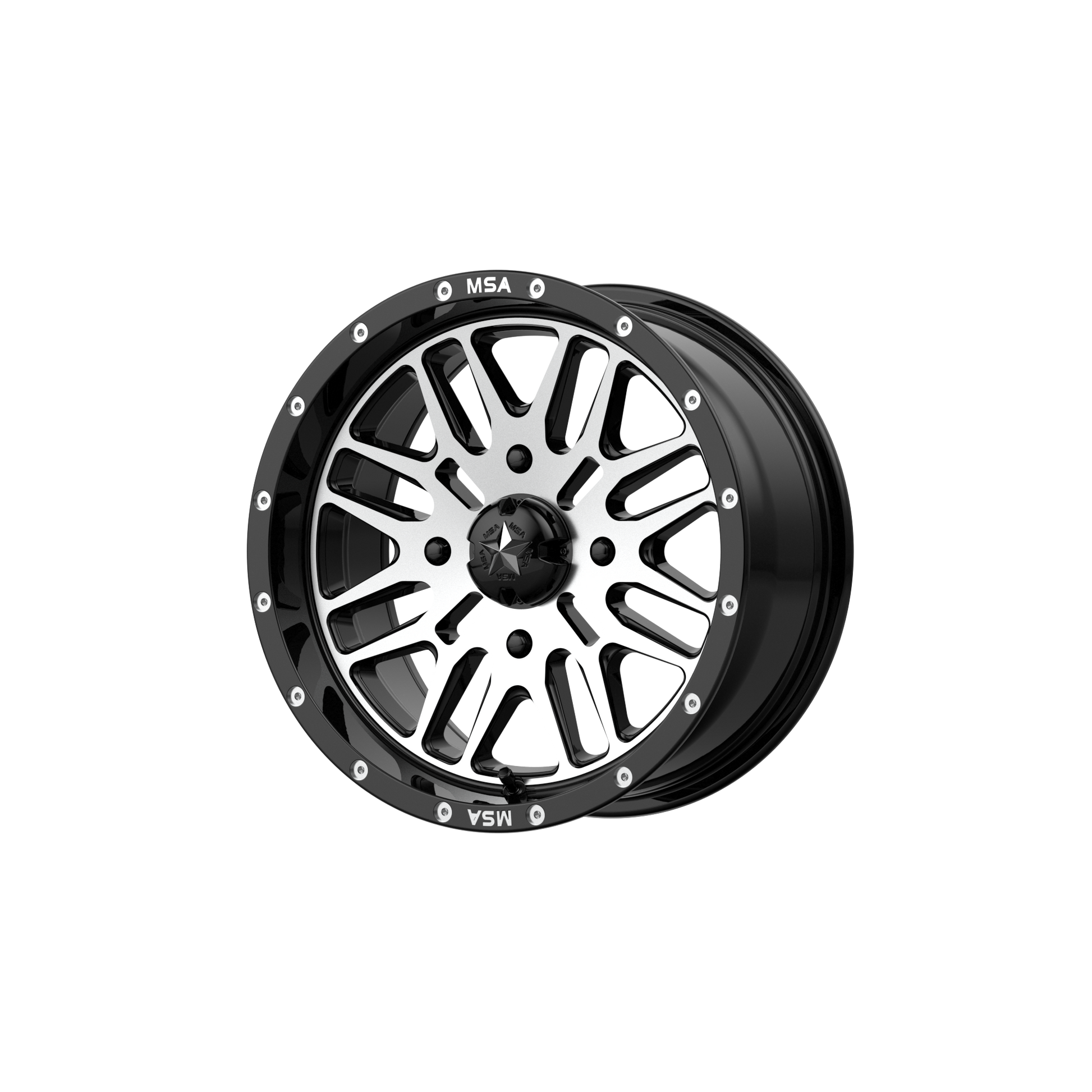 MSA Offroad Wheels M38 BRUTE 14X7 GLOSS BLACK MACHINED