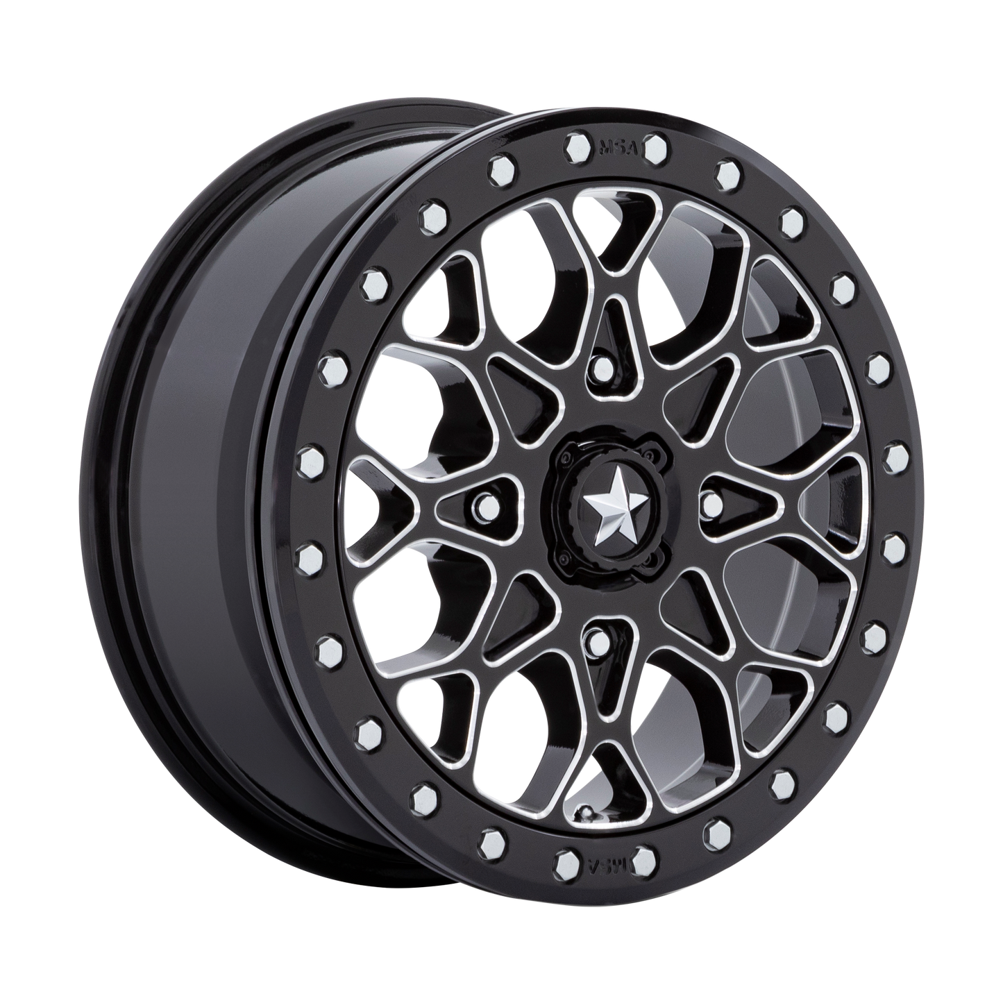 MSA Offroad Wheels M48 PORTAL BEADLOCK 15X6 GLOSS BLACK MILLED W/ GB RING
