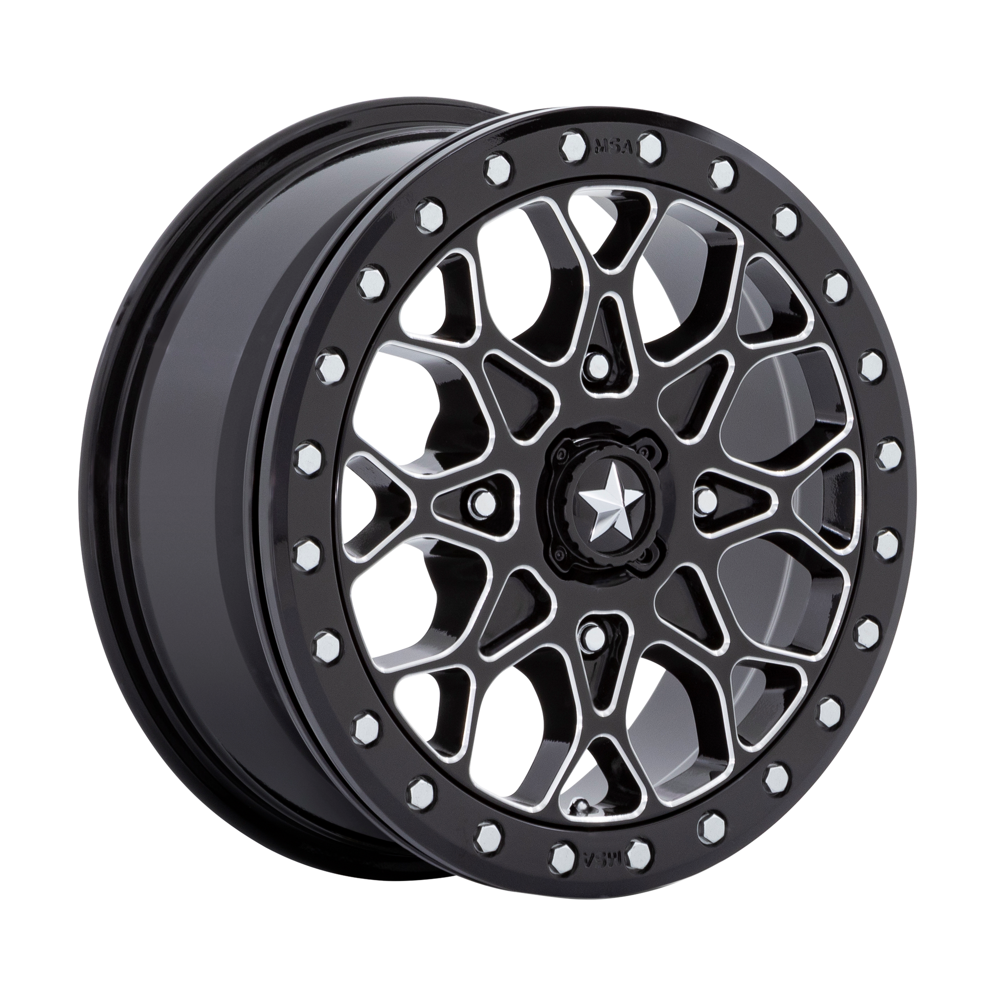 MSA Offroad Wheels M48 PORTAL BEADLOCK 15X6 GLOSS BLACK MILLED W/ GB RING