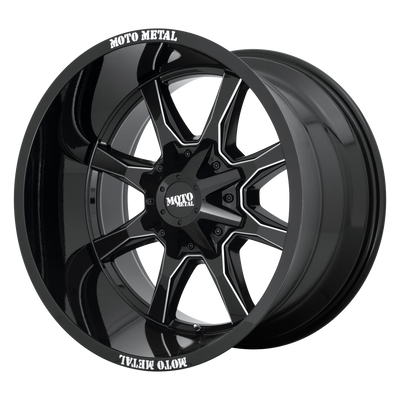 Moto Metal MO970 20X10 GLOSS BLACK W/ MILLED SPOKE & MOTO METAL ON LIP