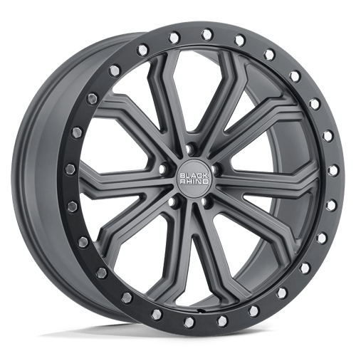 Black Rhino Hard Alloys TRABUCO 20X10 MATTE GUNMETAL W/ BLACK RING & SILVER BOLTS