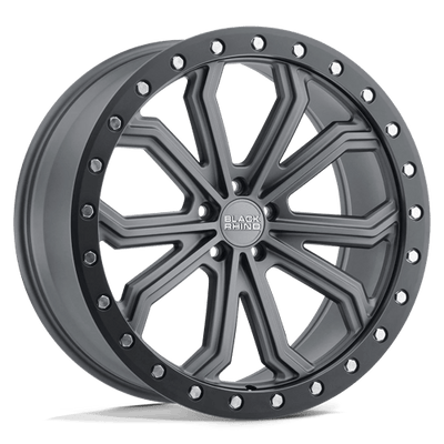 Black Rhino Hard Alloys TRABUCO 20X10 MATTE GUNMETAL W/ BLACK RING & SILVER BOLTS