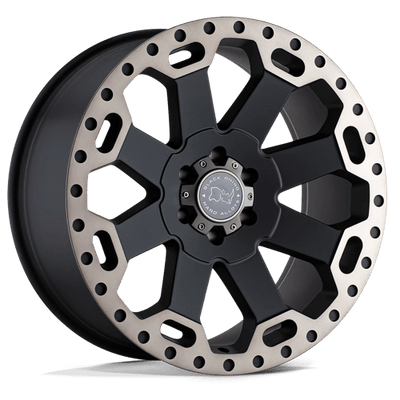 Black Rhino Hard Alloys WARLORD 17X8 MATTE BLACK W/ MACHINED DARK TINT
